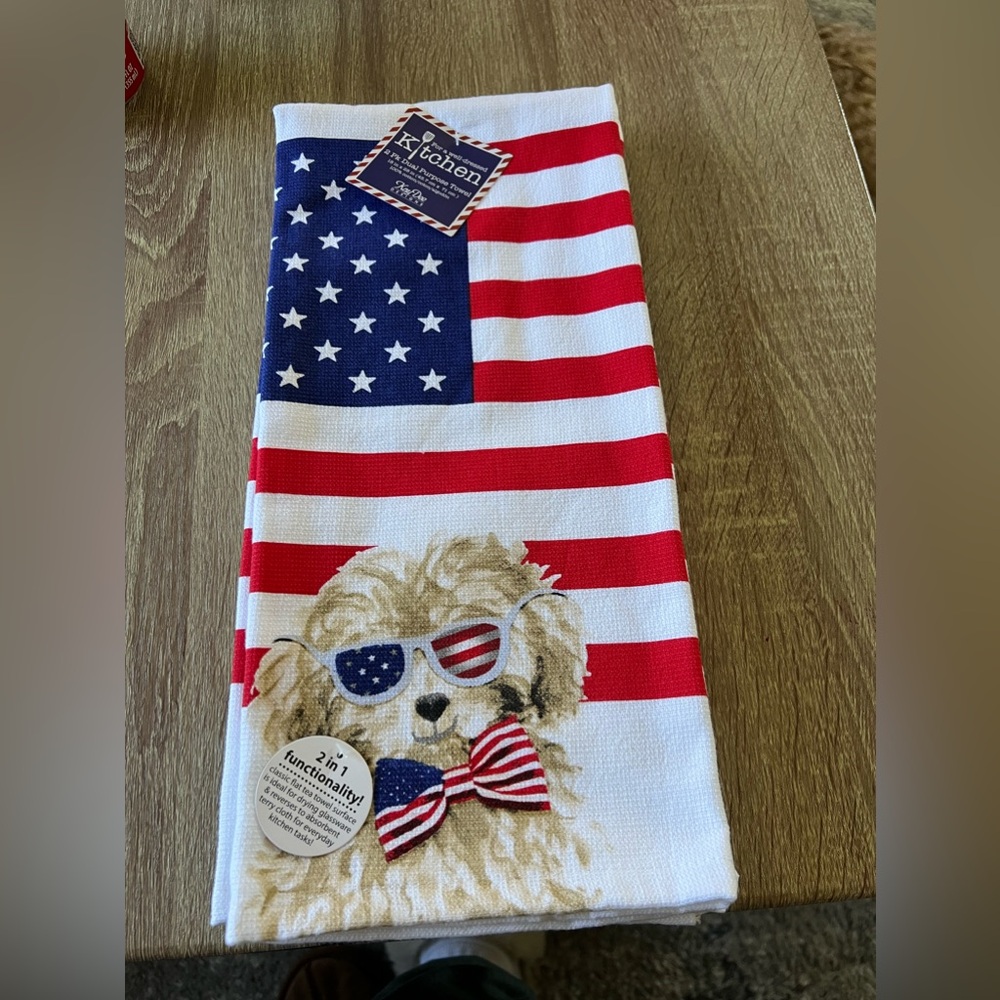 Patriotic dog kitchen towels